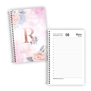 Agenda 100% Personalizada Miolo Off Set 90g 15,5x21,5cm Colorido Laminação Padrão Espiral Cristal Capa Dura