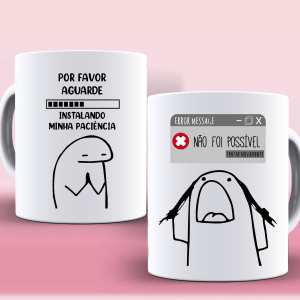 Caneca Flork Cerâmica Branca 325ml Estampa Colorida Sublimação Brilho 